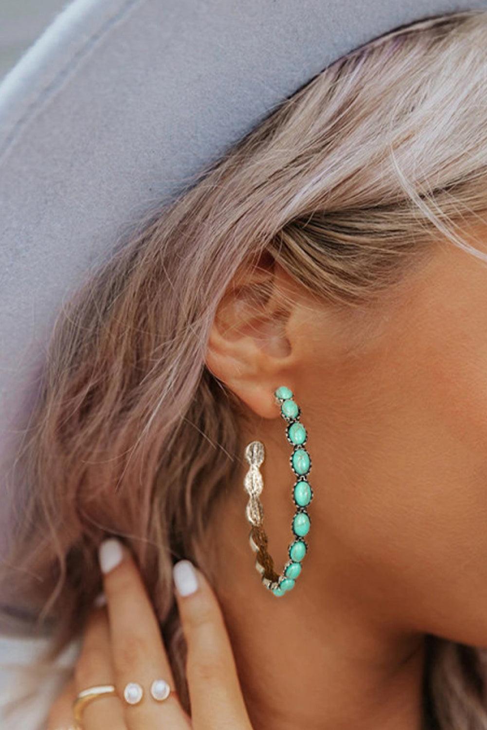 Turquoise Dupe Post Back Hoops - Honeypot