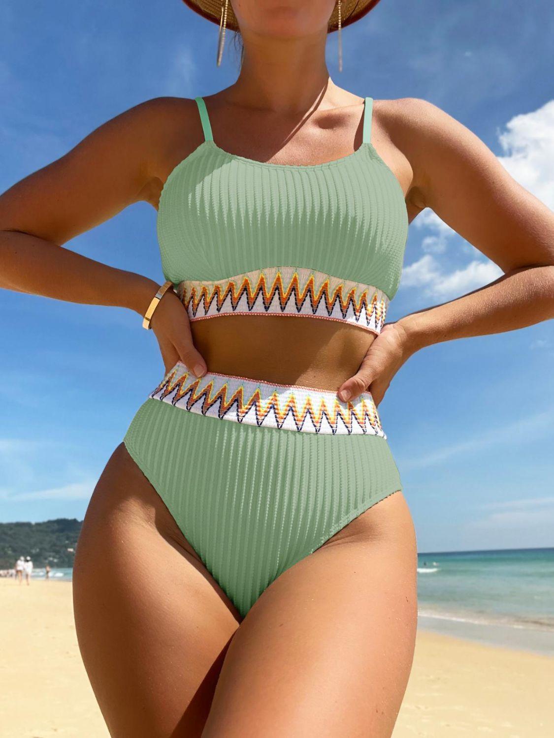 Scoop Neck Spaghetti Strap Two-Piece Swim Set - Honeypot