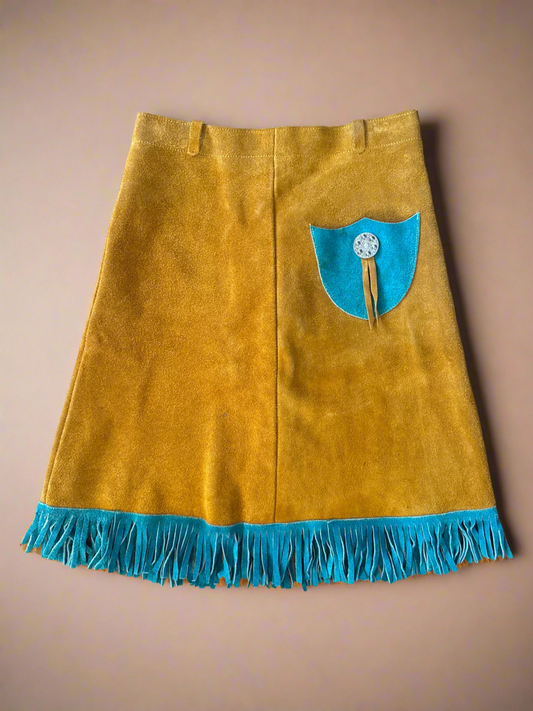 1 of 1 Vintage Suede Fringe Skirt, S