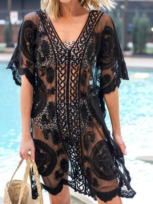 Lace V-Neck Half Sleeve Cover-Up // Honeypot: New + Vintage High Quality Western Wear