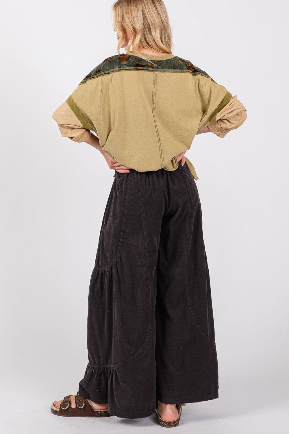 SAGE + FIG High Rise Corduroy Wide Leg Pants - Honeypot