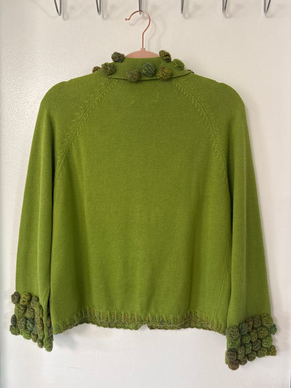 Vintage Green Knit Cardigan // Michael Simon, S