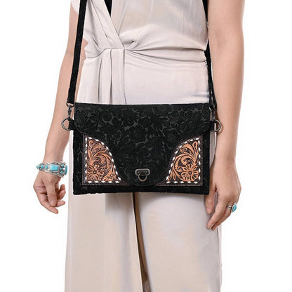 ADBG1641 Tooled Leather Crossbody - Western Handmade Bag by American Darling