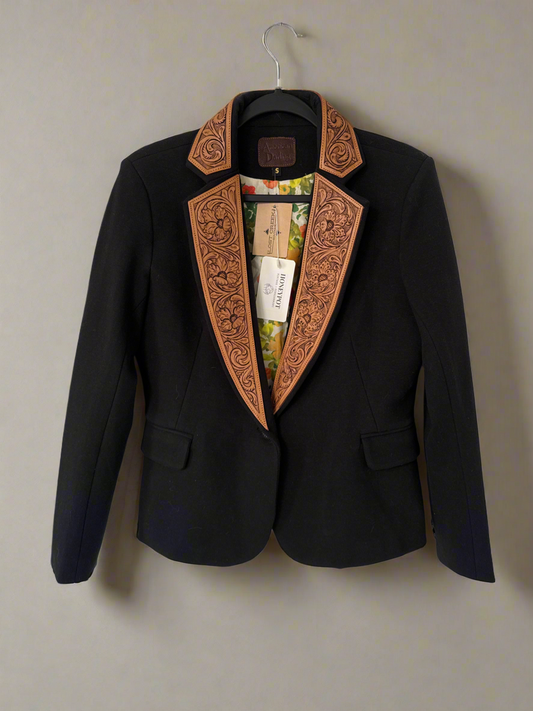 Tooled Leather Accent Blazer // American Darling, S