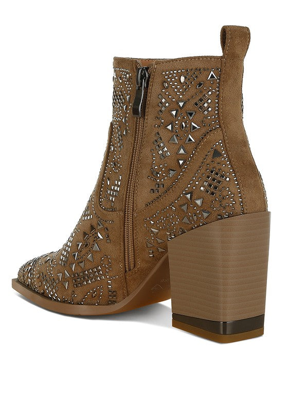 Omishi Stud Embellished Ankle Boots - Honeypot