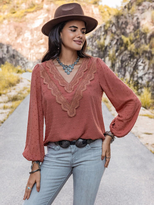 Swiss Dot V-Neck Blouse // Honeypot: New + Vintage High Quality Western Wear