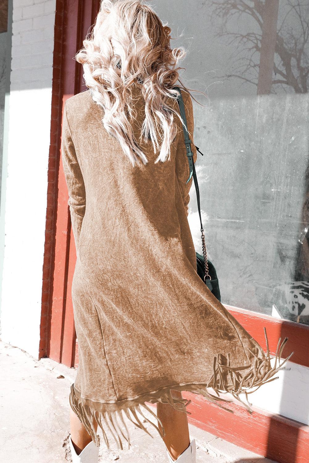 Rowdy Distressed Fringe Duster - Honeypot