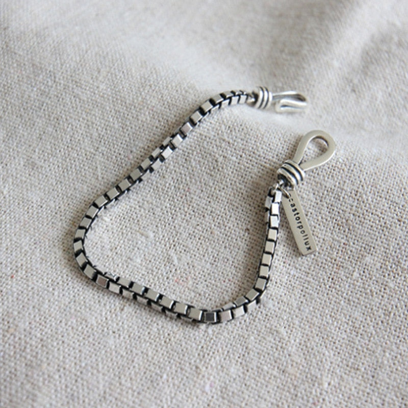 Minimalist Sterling Silver Box Chain Bracelet - Honeypot