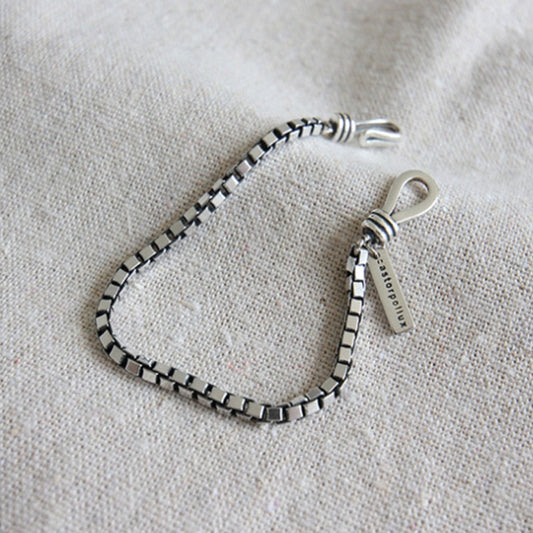 Minimalist Sterling Silver Box Chain Bracelet // Honeypot: New + Vintage High Quality Western Wear