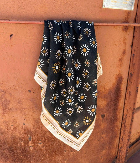 Dust N’ Daisies: Floral Western Silk Wild Rag Scarf