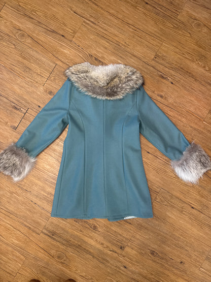 Vintage Wool + Coyote Fur Coat, S/M