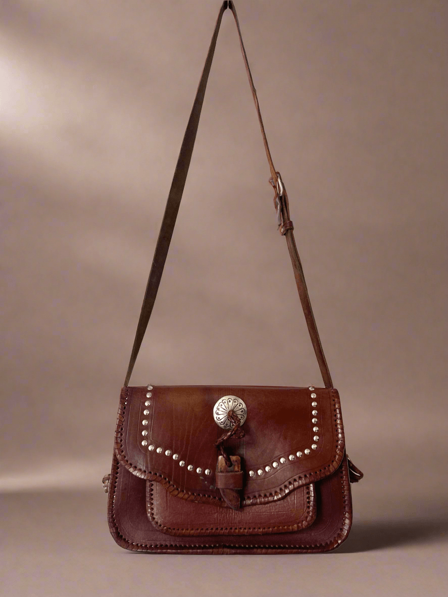 Handcrafted Leather Crossbody w Silver Conchos - Honeypot