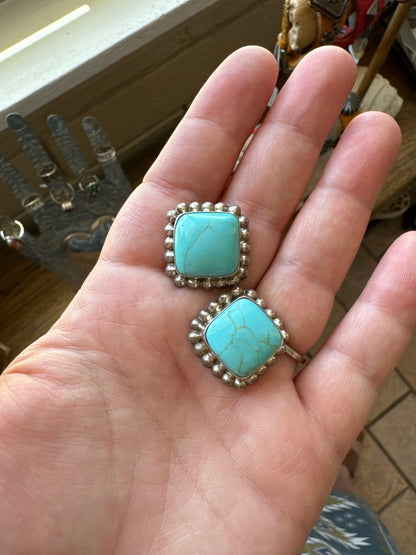 Taxco Silver + Turquoise Stud Earrings - Honeypot