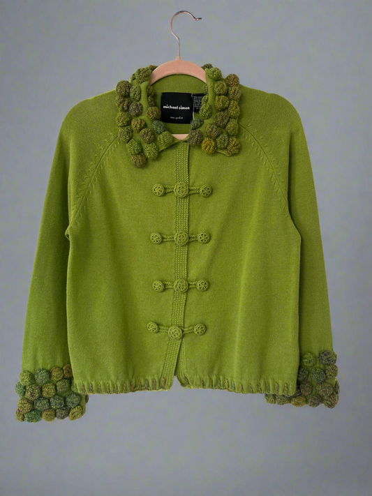Vintage Green Knit Cardigan // Michael Simon, S