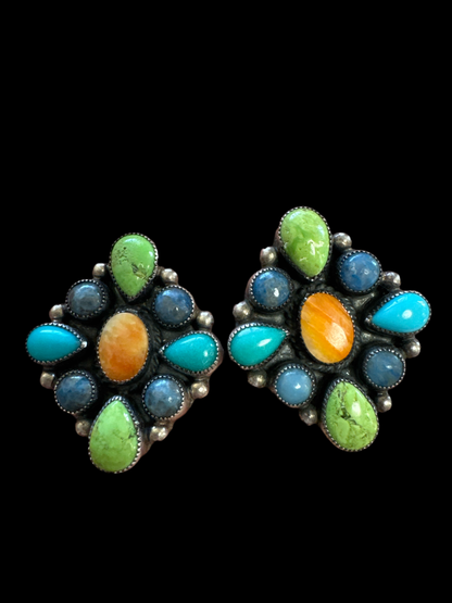 925 Cluster Post Back Earrings //
