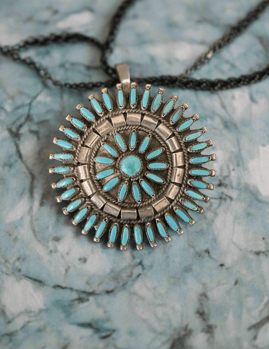 80's Sterling + Turquoise Pendant/Brooch - Honeypot