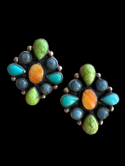 925 Cluster Post Back Earrings //