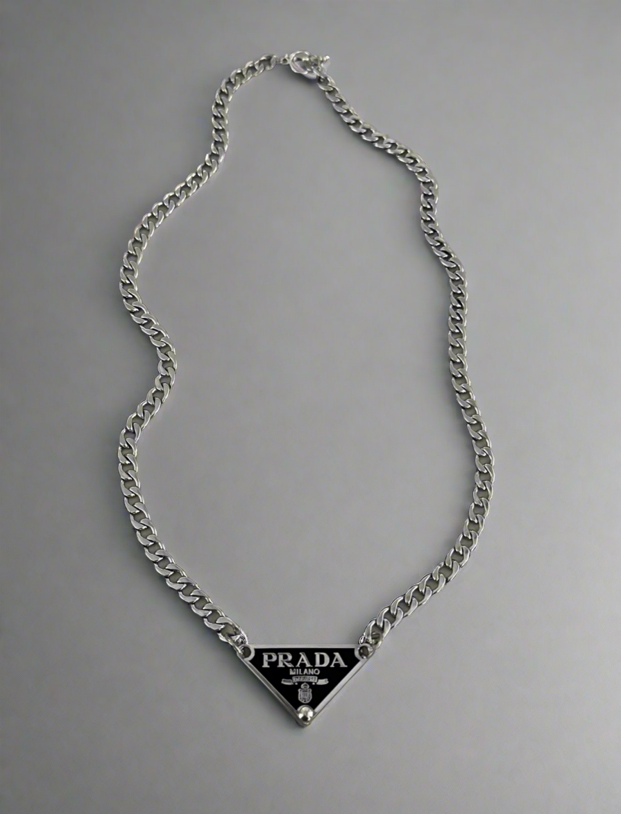 Repurposed Prada Triangle Necklace - Honeypot