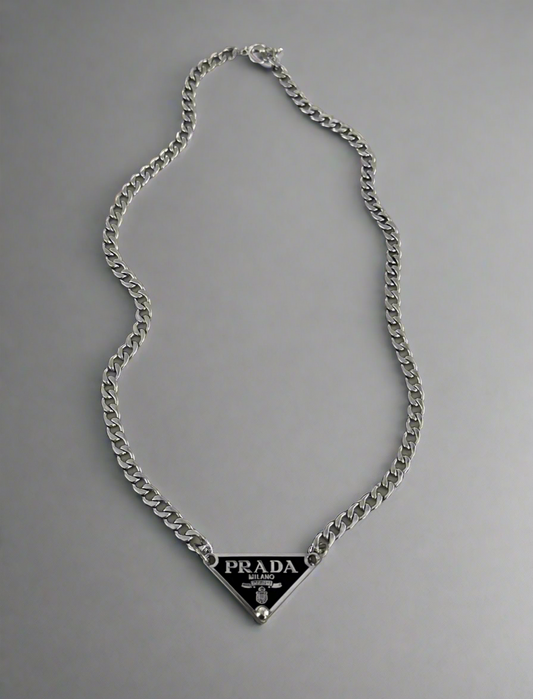 Repurposed Prada Triangle Necklace - Honeypot