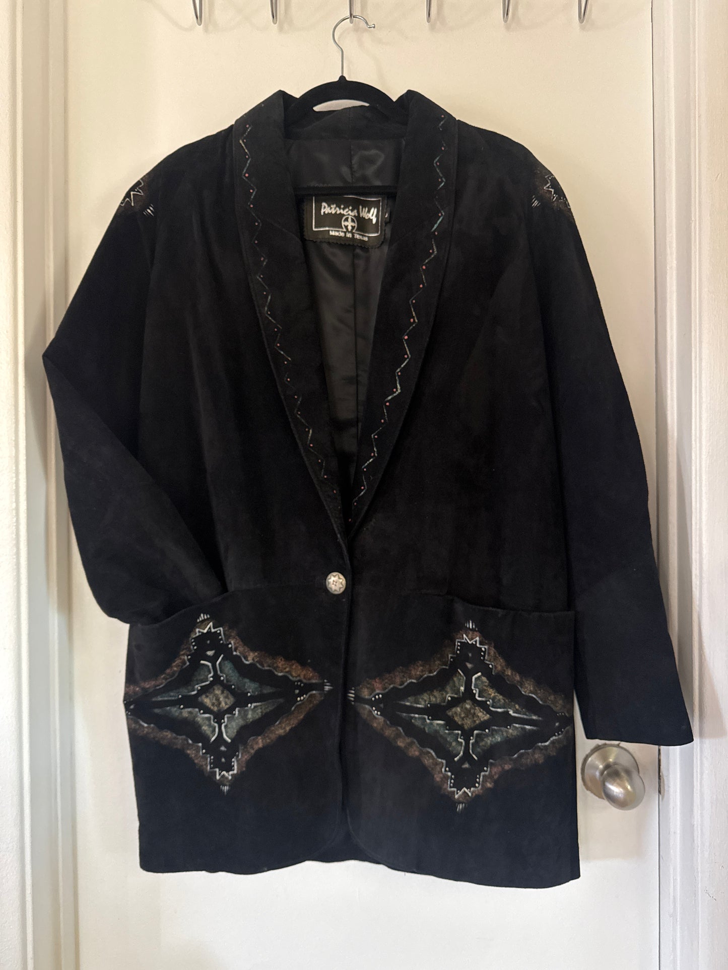 80’s Hand Painted Suede Blazer // Patricia Wolf, L
