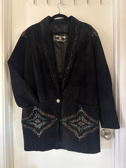 80’s Hand Painted Suede Blazer // Patricia Wolf, L