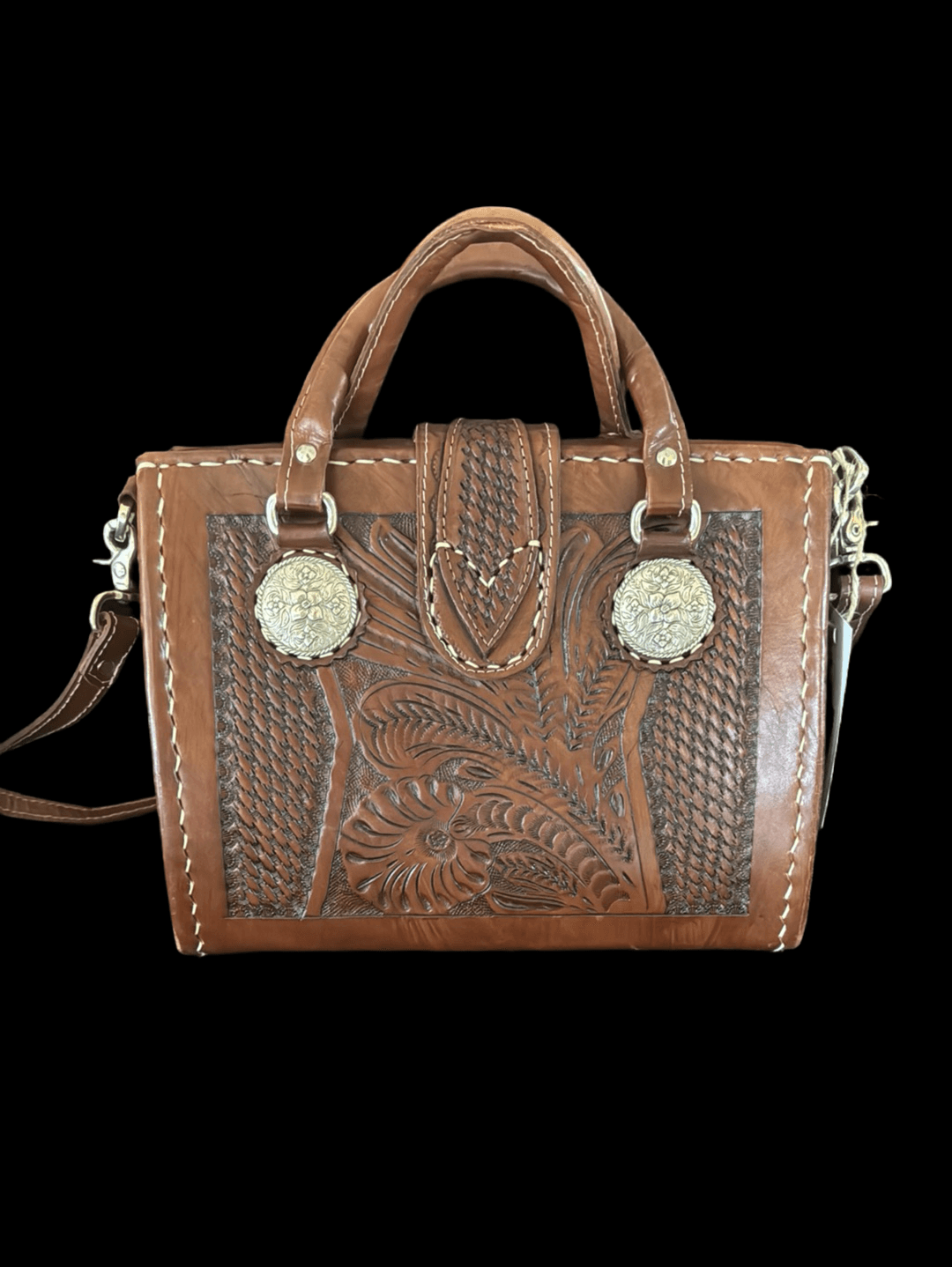 American West Tooled Leather Satchel - Honeypot