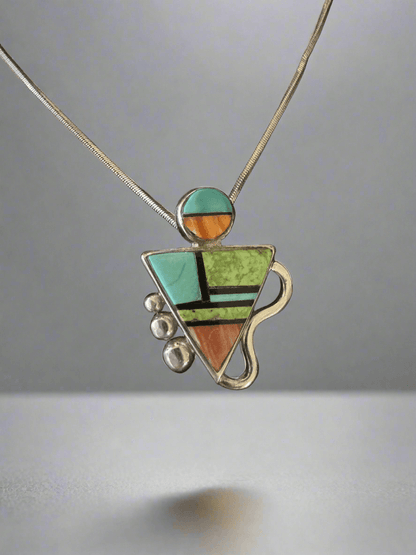 Multi-stone Inlay Pendant Necklace - Honeypot