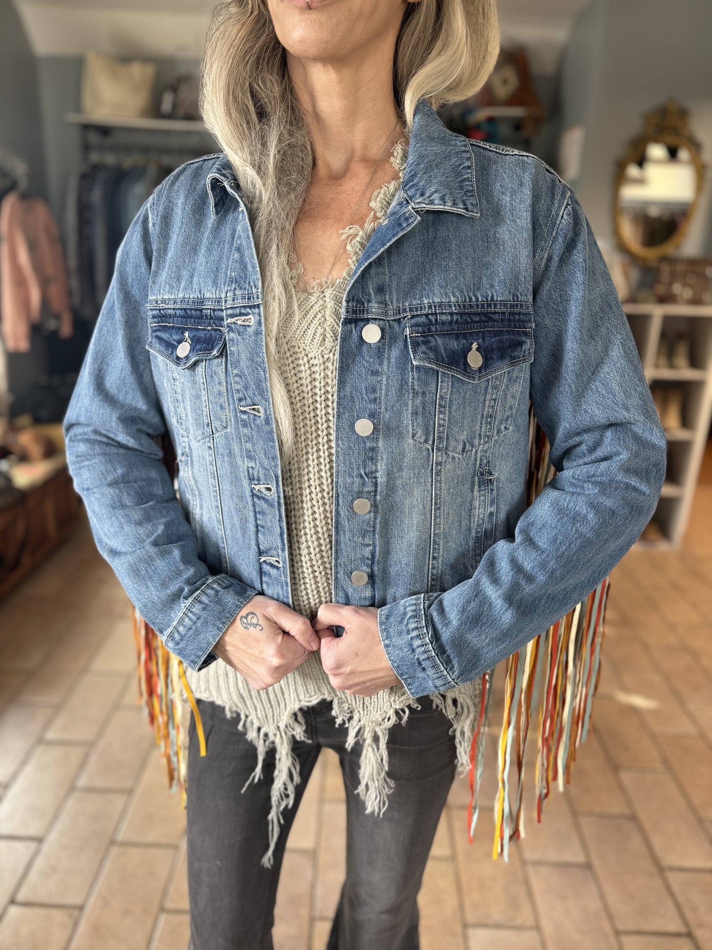 Denim Jacket w Fringe // Scully, L