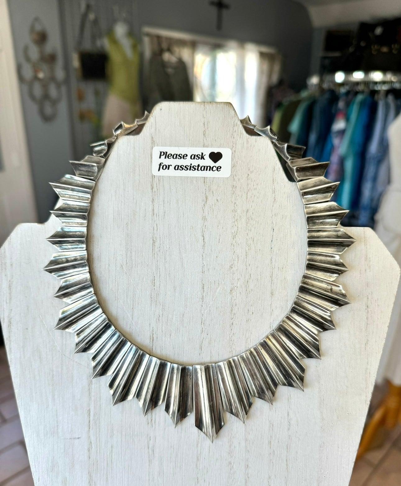 Antonio Pineda .970 Silver Chevron Necklace - Honeypot