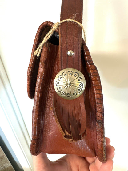 Handcrafted Leather Crossbody w Silver Conchos - Honeypot