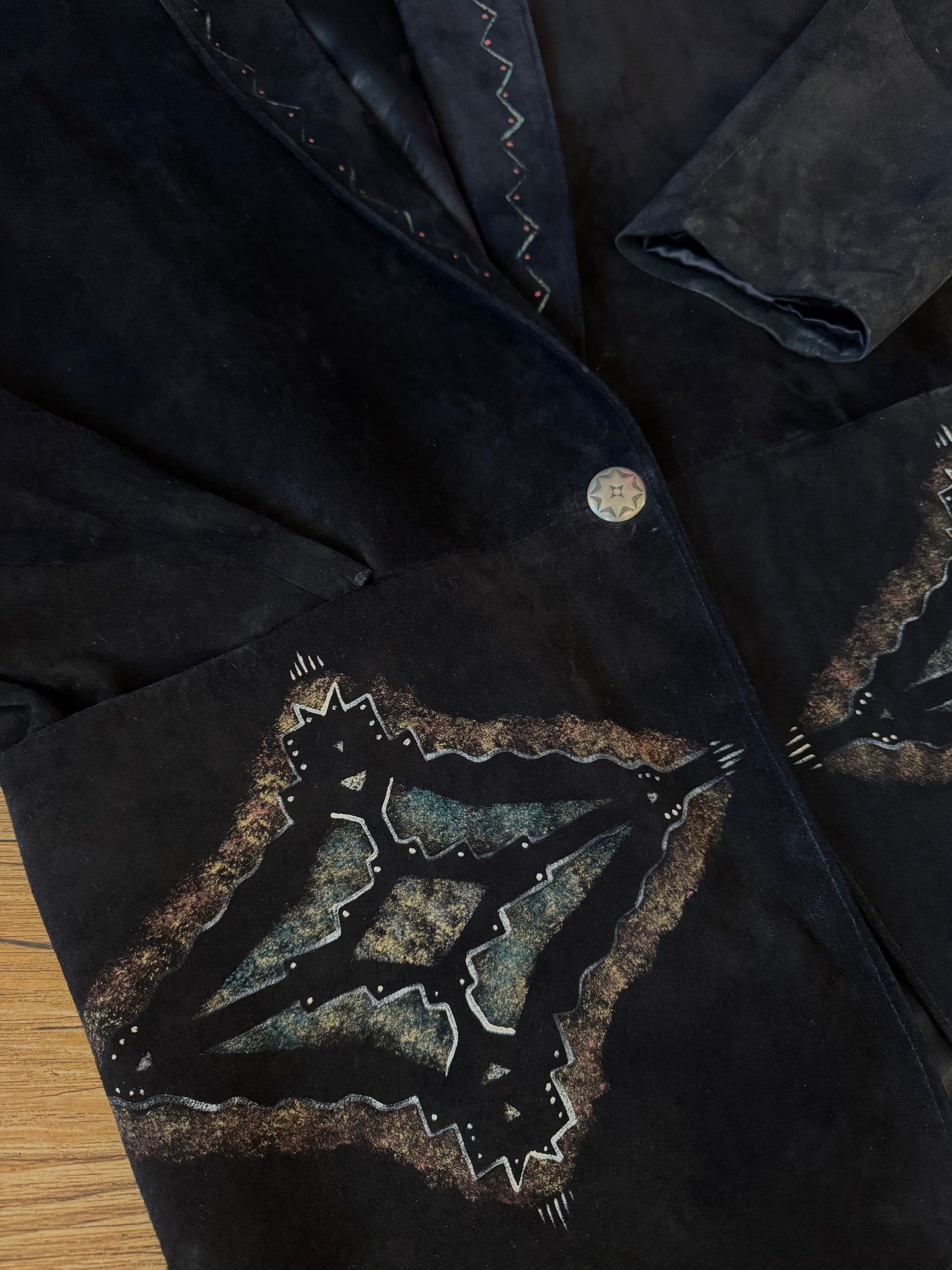 80’s Hand Painted Suede Blazer // Patricia Wolf, L
