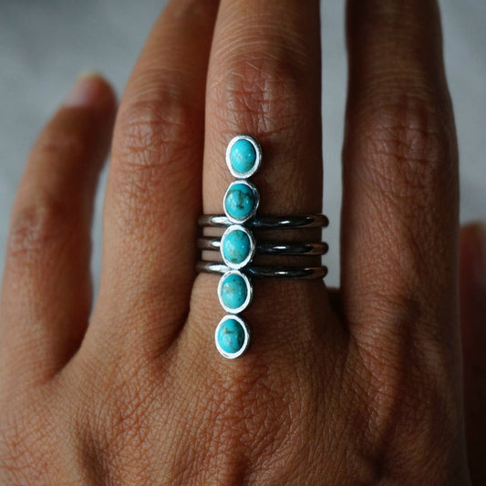 Stacked 5 Stone Turquoise Ring