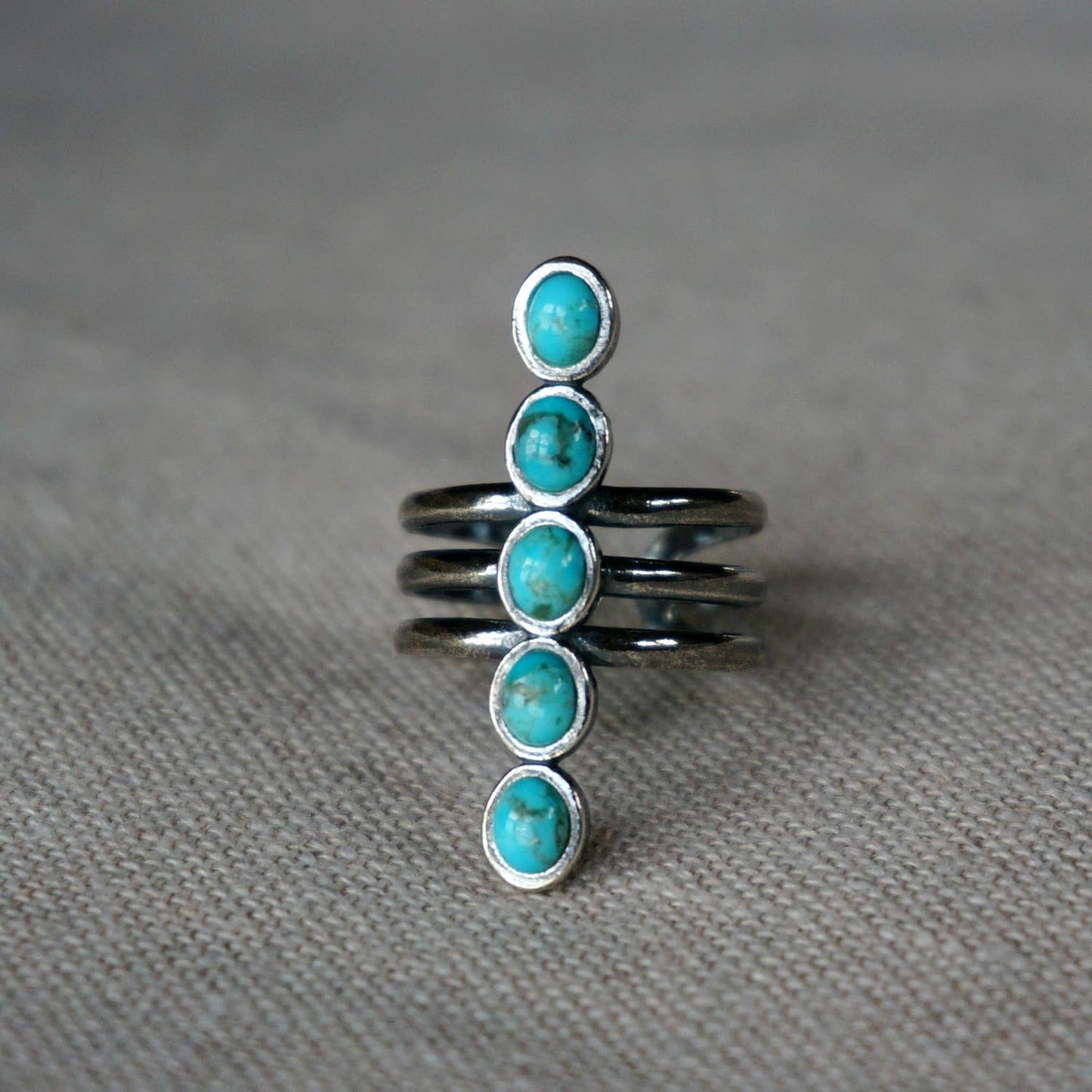 Stacked 5 Stone Turquoise Ring