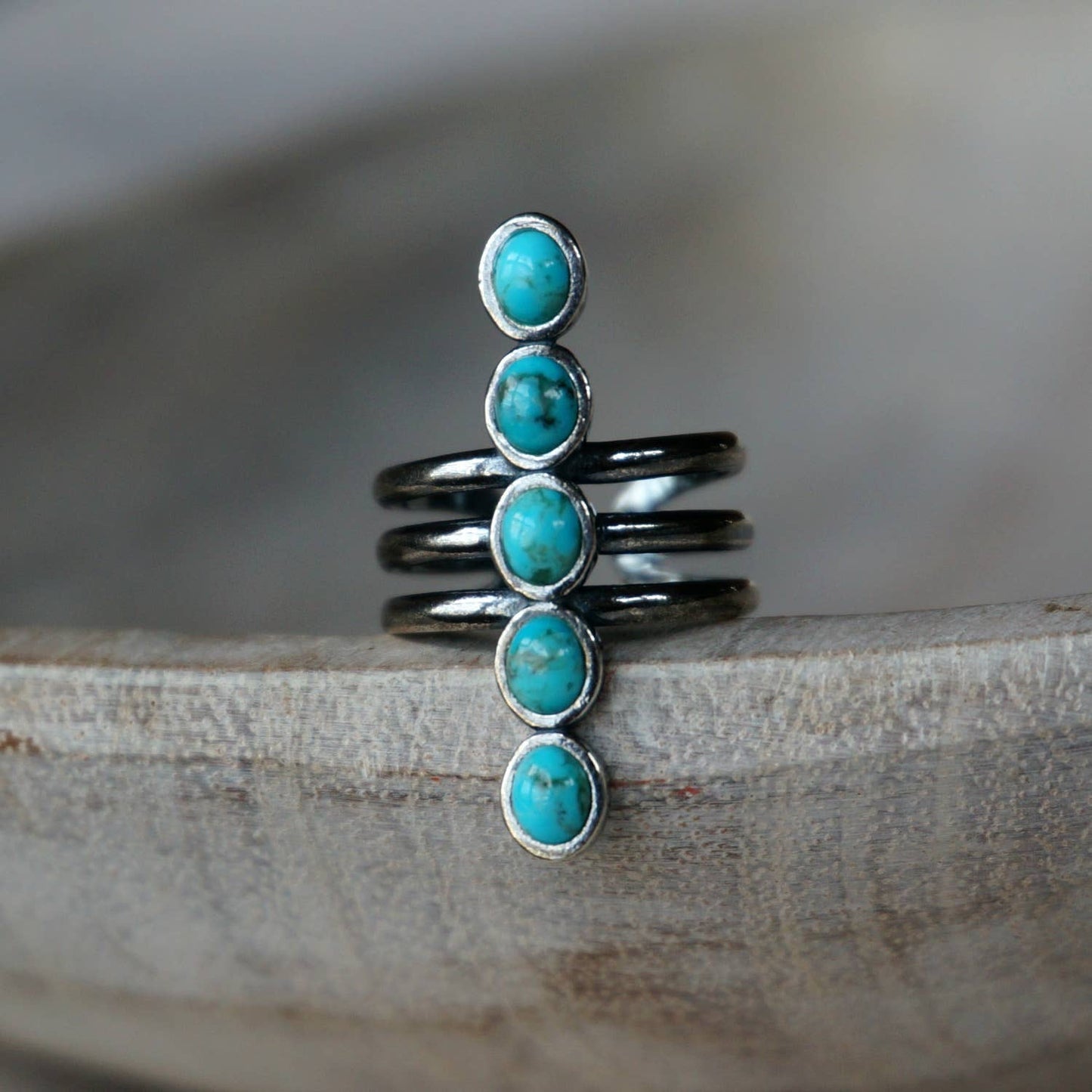 Stacked 5 Stone Turquoise Ring