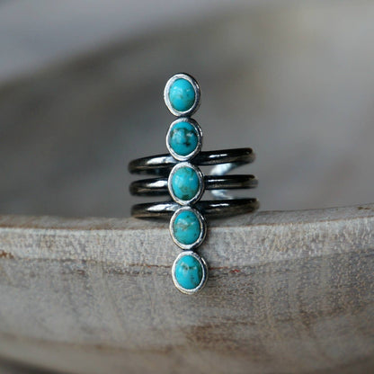 Stacked 5 Stone Turquoise Ring