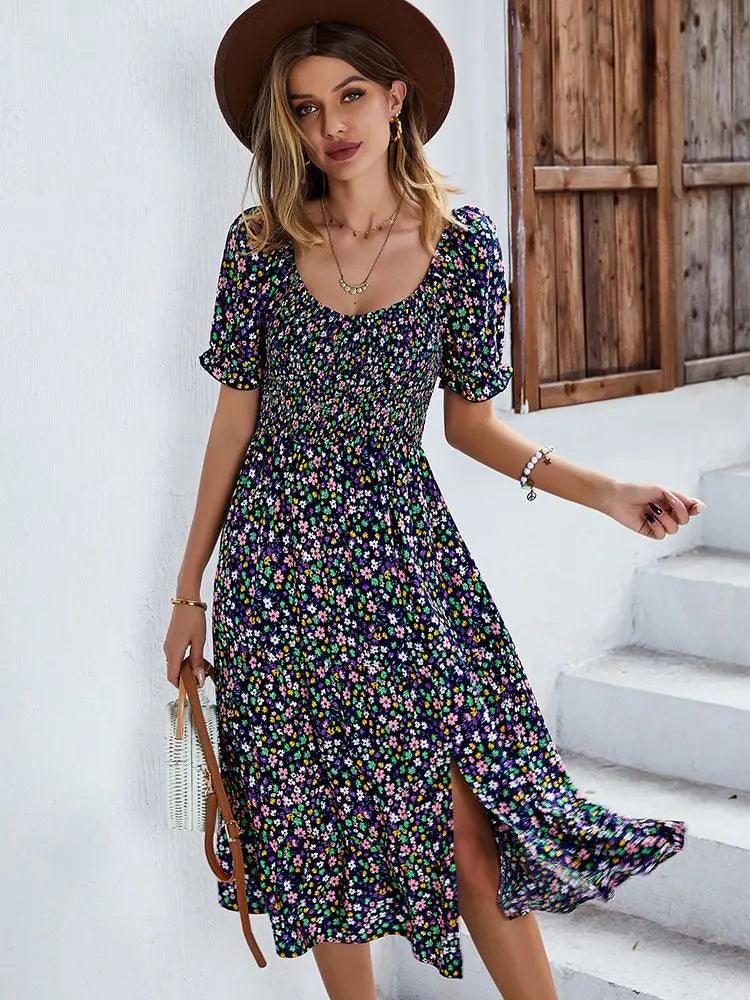 Floral Print Midi Sundress - Honeypot