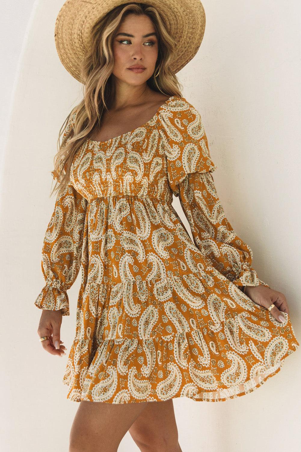 Yellow Paisley Boho Dress - Honeypot