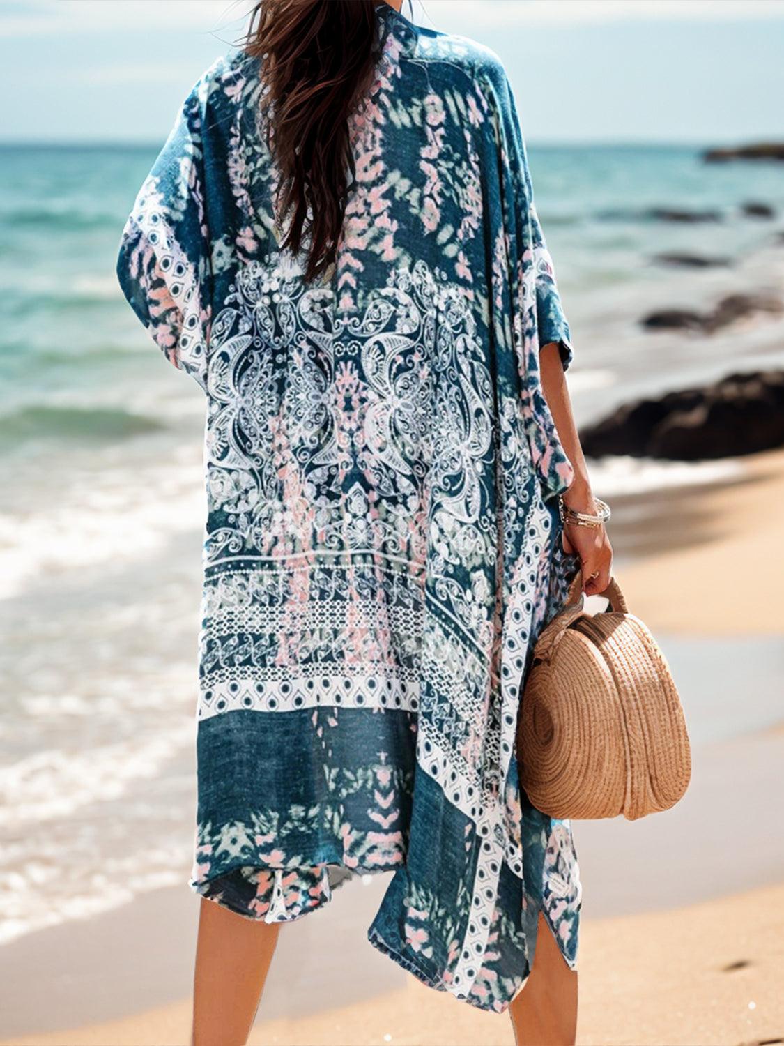 Printed Open Front Cover-Up - Honeypot