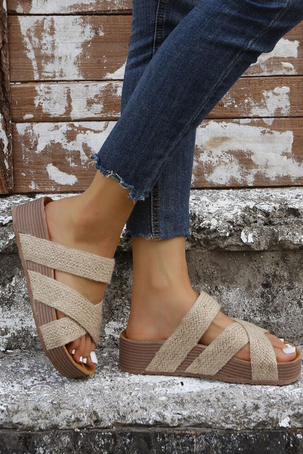 Woven Cross Criss Hollowed Slip-Ons - Honeypot