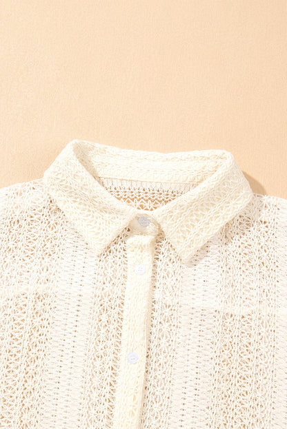 Crochet Collared Oversized Shirt - Honeypot