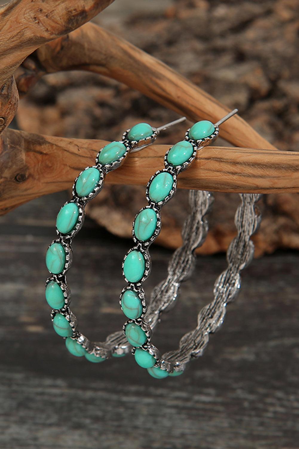 Turquoise Dupe Post Back Hoops - Honeypot