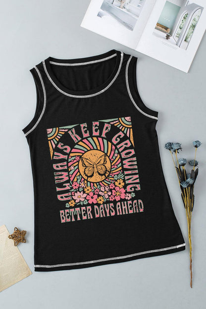 Graphic Round Neck Tank - Honeypot