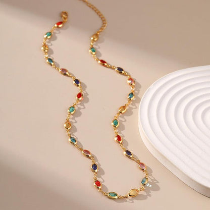 18K Plated Stained Glass Collarbone Chain - Honeypot