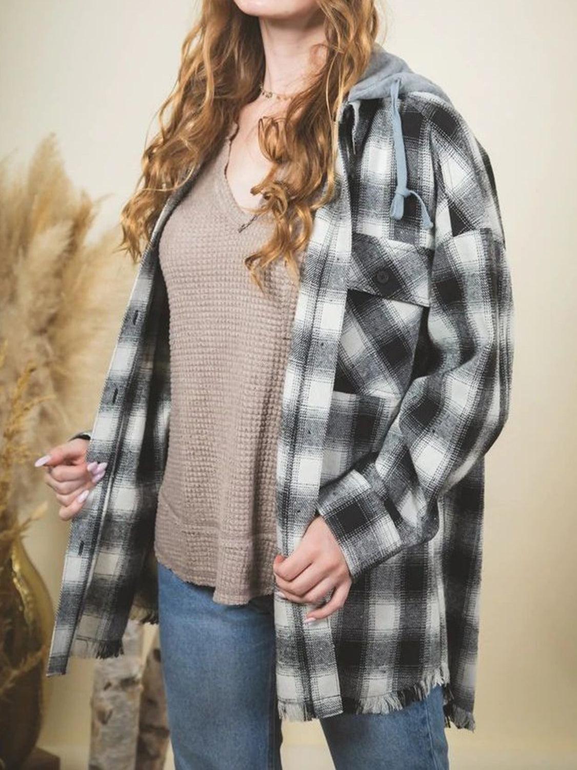 Raw Hem Plaid Long Sleeve Hooded Jacket // Honeypot: New + Vintage High Quality Western Wear