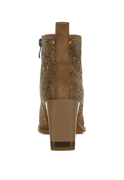 Omishi Stud Embellished Ankle Boots - Honeypot