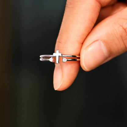 925 Sterling Silver Cross Ring - Honeypot