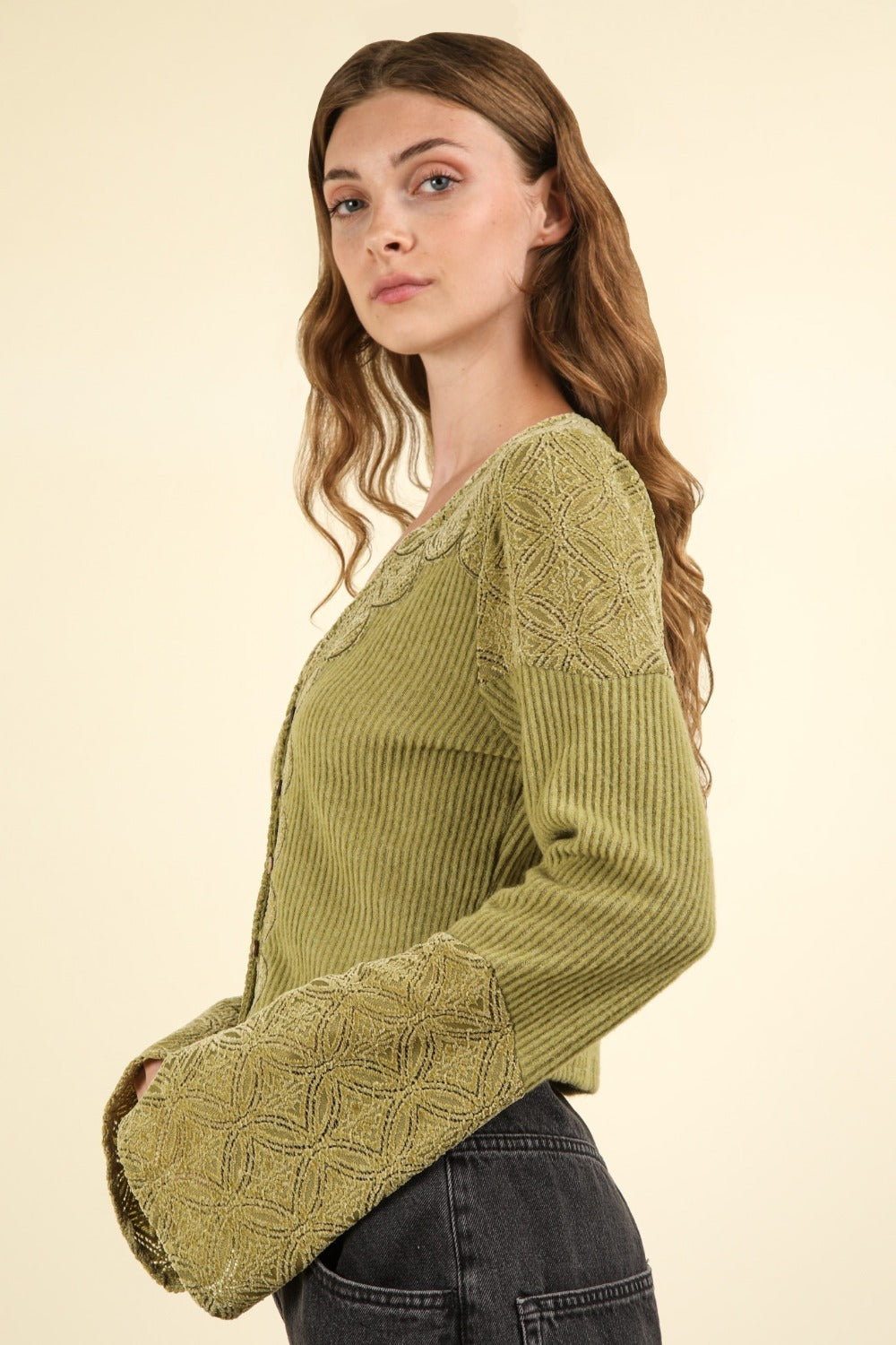 Ribbed Flare Sleeved Knit - Honeypot