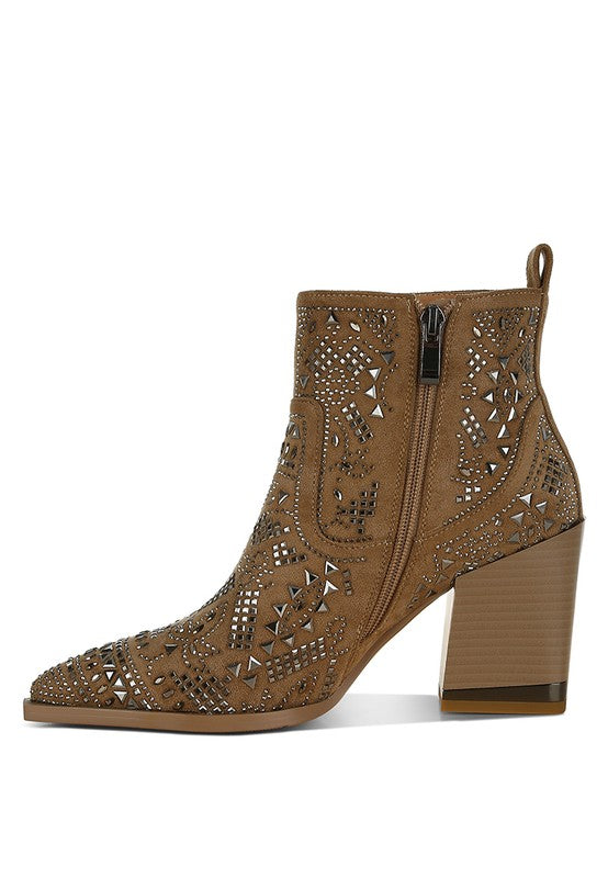 Omishi Stud Embellished Ankle Boots - Honeypot