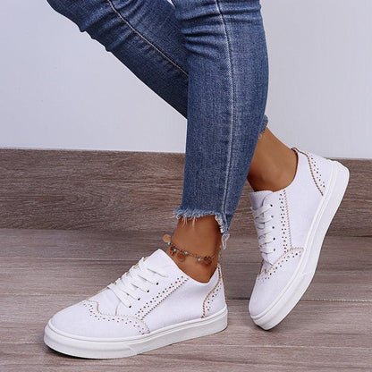 Suede Lace-Up Flat Sneakers - Honeypot