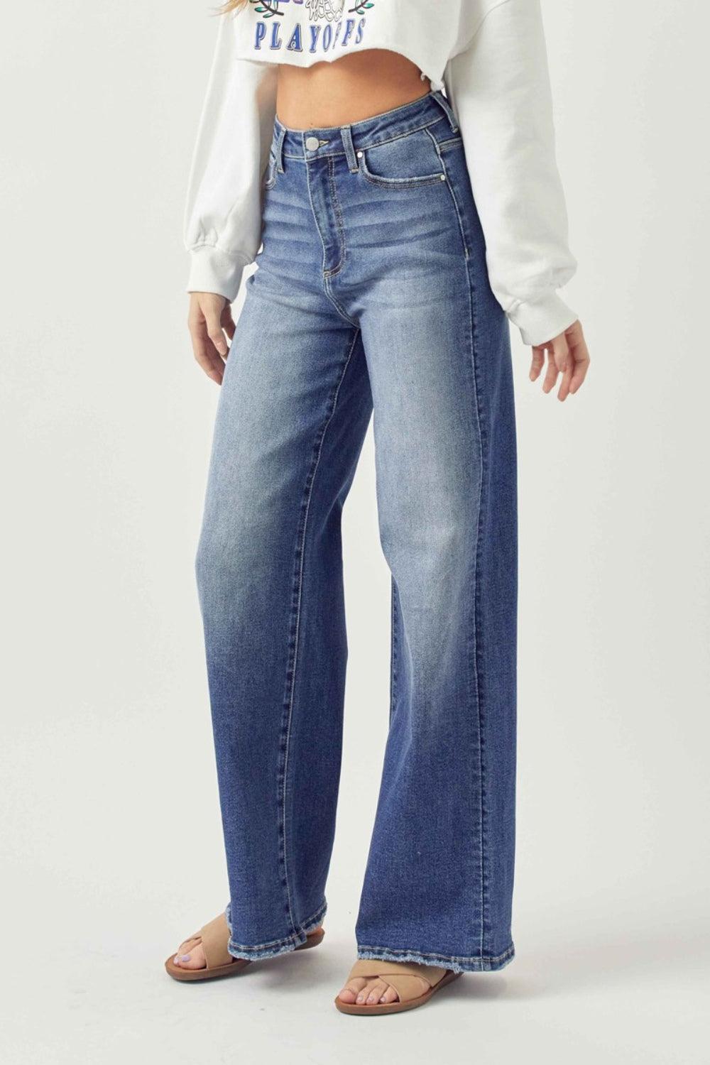 Risen Full Size High Rise Wide Leg Jeans - Honeypot